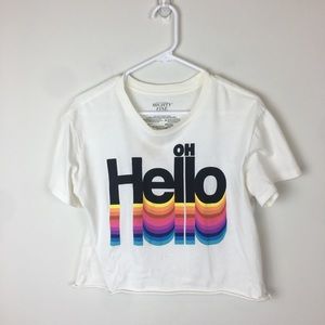 Short sleeve oh hello graphic crop top